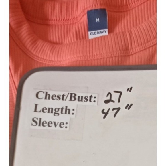 Old Navy Midi Dress Sz M NWT Fit & Flare Rib Knit Coral Pockets Coquette Coastal - Picture 10 of 10